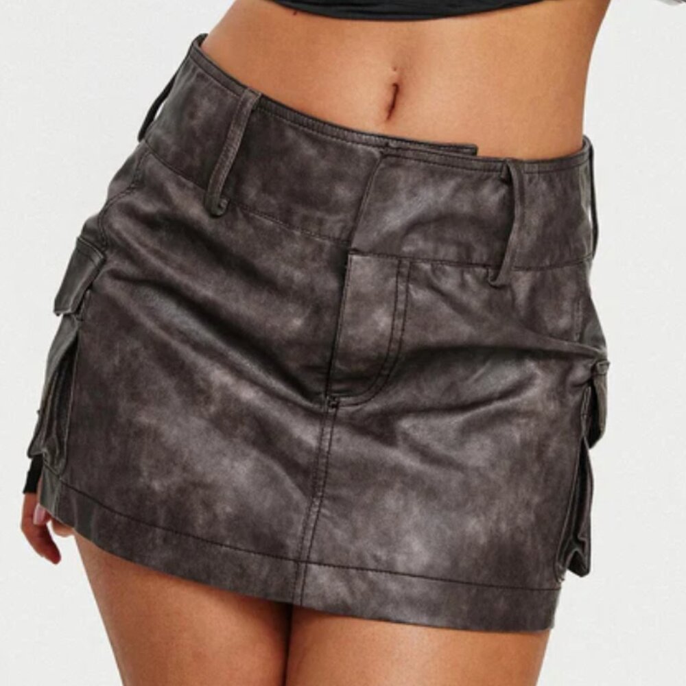 Domenic faux leather mini skirt washed black Brand: Princess Polly Size XS NEW